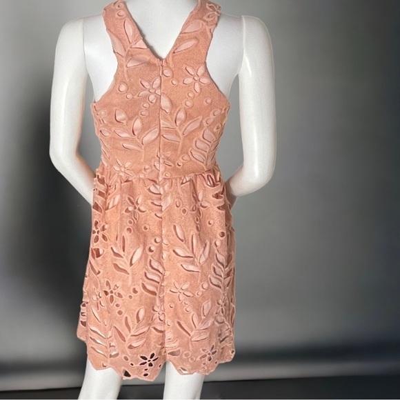 Dee Elly Floral Eyelet Halter Dress - Peach / Pale Coral / Size Small - Picture 4 of 15